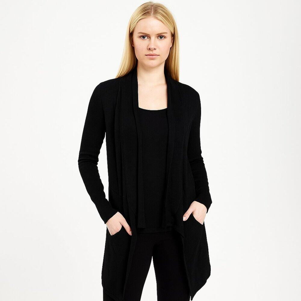 2/$30 White House Black Market Open Draped Cardigan Black Small #A0703
